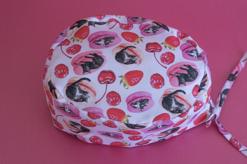 Gorro quirúrgico Gato cherry